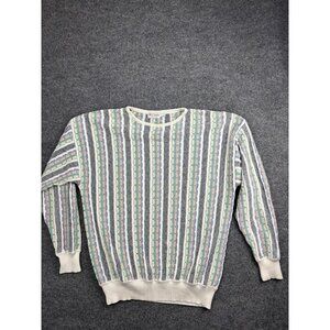 Vintage St. Croix Knits Sweater Mens Large Pastel 3D Knit Crewneck Made USA 90s